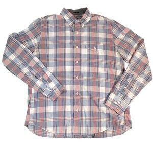 J.Crew Mens Slim Fit Plaid Button Down Shirt Large Blue Pink Cotton Lightweight